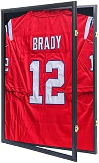 Jersey Frame Display Case Jersey Display Case Jersey Shadow Box with Uv Protection Acrylic and Hanger for Baseball Basketball Football Soccer Hockey Sport Shirt and Uniform,Black Finish