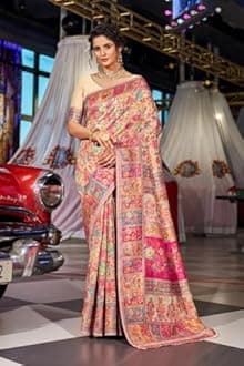 SWORNOF Women's kanjivaram banarasi silk saree for Patola festival Wedding silk with rich pallu Design sarees for women with blouse piece