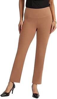 BlissClub Ultimate Straight Pants Trousers for Women with High Waist, Formal Pant for Women Office Wear with Wide Waistband