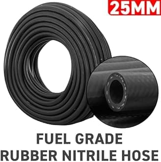Rubber Reinforced E10 Engine Nitrile Fuel Tube,Breather Pipe,Oil,Diesel,Petrol,Water 2m Lengths Ideal for Cars,Vans and Pick-ups (25mm)