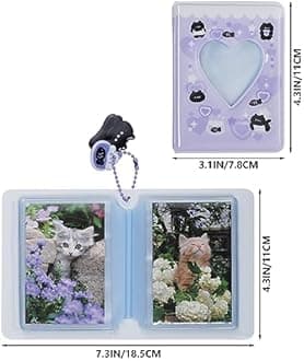 2 Pieces Photocard Binder Album, Mini Photo Album Kpop, 3 Inch Kpop Love Heart Hollow Photocard Binder, Mini Photo Card Book Holder for Collecting With Pendant DIY Keychian 40 Pockets