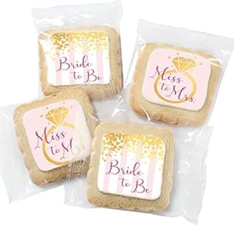 Bridal Shower Cookies Favors | INDIVIDUALLY WRAPPED 24 PACK | Engagement Party Favors | Gold Bachelorette Wedding Dessert Table