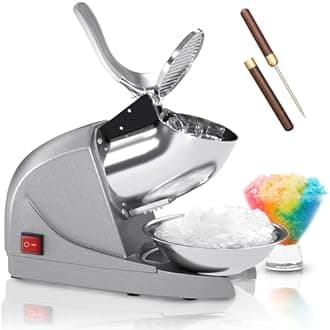 Electric Ice Crushers Machine Ice Snow Cone Maker Professional Double Blades Stainless Steel Ice Shaver Machine for Home Commercial Use (Silver)