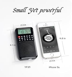 YF39 Portable FM AM Radio with Bluetooth, Voice Recording, TF Card Support, Stable Signal Reception, LED Emergency Light, Compact Design for Home and Outdoor Use(Black)