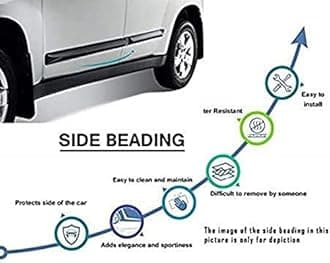 Empica Full Chrome Car Side Cladding Moulding Door Beading Protector Compatible with Toyota Yaris (Set of 4 Pcs, Silver)