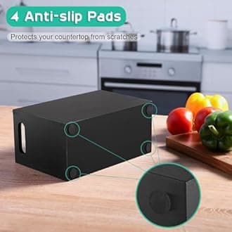 ALELION Black Kitchen Utensil Holder for Countertop - Wooden Large Utensil Caddy Organizer for Counter - 3 Compartment Cooking Utensil Crock for Silverware Spoon Spatula