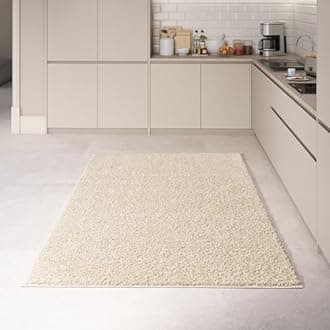 homeart Area Rug - Super Soft Shaggy Rugs For The Living Rooms, Bedrooms And Kitchen - Modern, Easy To Clean Carpet - 140x200 cm, Beige Light