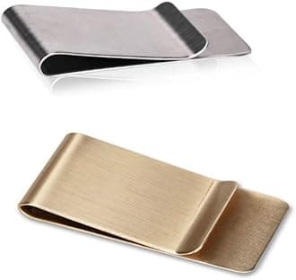 WAFJAMF Small Men's Slim Money Clip Stainless Steel Credit Business Card Holder Pocket Cash Wallet, 26mm Silver1+Gold1, 2Pcs, Modern Style