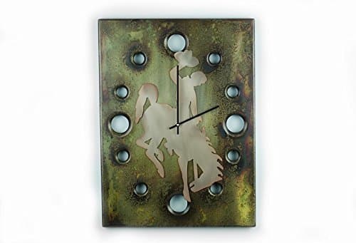 Patina Cowboy, Large Rectangular Metal Powder Coated Wall Clock, Sleek, Industrial, Modern, Western, and Unique, Silent (non-ticking)