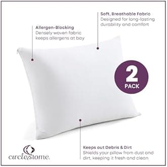 100% Cotton - Pillow Protector - Zippered Style - Set of 2 - 200 Thread Count Standard (20x26") AD