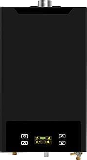 Tankless Water Heater Natural Gas,4.74GPM 18L Indoor,Instant Hot Gas Water Heater,Constant Natural Water Heater with Fahrenheit Digital Display,Multi-Protection (Black)