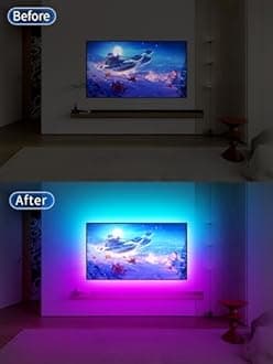 GIPOYENT - TV Light Strip, Music Sync, LED Backlight for 55-80 inch TV, LED TV Light with Bluetooth Function, RGB Color Changing Light Strip for Home Theater