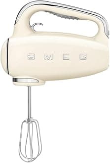 HMF01 9-Speed Retro Hand Mixer – 220W Motor, Smooth Start, Turbo Function, LED Timer Display, Stainless Steel Whisks, Beaters & Dough Hooks, Premium Die-Cast Aluminum Body