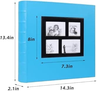 RECUTMS 600 Photos Photo Album 4x6, Large Capacity for Family Wedding Anniversary Baby Vacation Holds 600 Horizontal and Vertical Photos (Sky Blue)