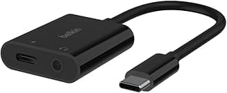 RockStar™ 3.5mm Audio + USB-C® Charge Adapter, Headphone Adapter w/USB-C 60W Power Delivery Fast Charging for iPhone 15, iPad Pro, Galaxy, Note, Google Pixel, LG, Sony Xperia & More - Black
