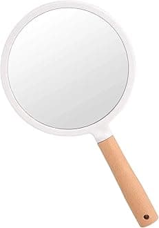 Makeup Mirror with Magnification, for Desk Make Up, Magnifying Hand Held Mirror (Wood Hand Mirror Round)