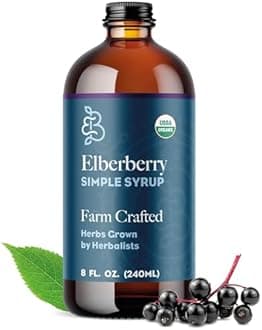 Elderberry Simple Syrup for Drinks by Bluestem Botanicals, Cocktail Mixers, Mocktail Mixers for Drinks, Non Alcoholic Drinks Syrup, 8oz. Bottle