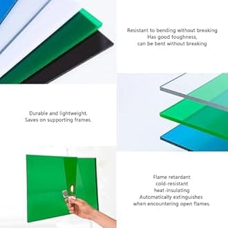 DSEWTEZXI Transparent Polycarbonate Roofing Sheet, Outdoor Patio Greenhouse Panels, UV Rain Protection Rain Pergola Roof Panels, for Patios, Partitions, Etc, Roof(Green,3.28 x 3.3ft)