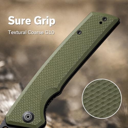 SENCUT GlideStrike Pocket Knife for EDC, Folding knife with Thumb Hole Openning, Textural Coarse G10 Handle with Deep Pocket Clip, Ideal Gift for Men Women S23018-3 (OD Green)
