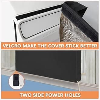 AC Covers for Inside 25"W x 17"H x 3.5"D, Windproof and Waterproof 3 Layers Insulation Air Conditioner Covers for Window Units with Aluminum Foil and 2mm Foam, Black