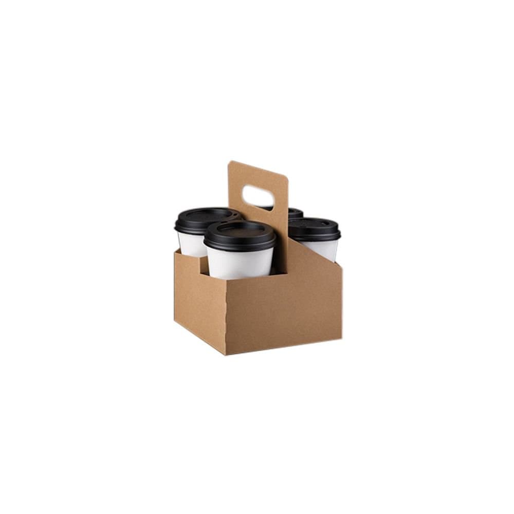 Kraft Board 4-Cup Drink Carrier With Handle - 200 / CS