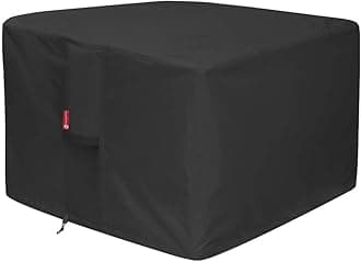 Gas Fire Pit Cover Square - Premium Patio Outdoor Cover Heavy Duty Fabric with PVC Coating,100% Waterproof,Anti-Crack,Fits for 30 inch,31 inch,32 inch Fire Pit / Table Cover (32”L x 32”W x 24”H,Black)