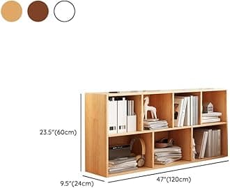 LITFAD Wood Modern Cube Bookcase with Closed Back and Multiple Shelves Floor Storage Cabinet for Home Office Study Room Library - Nut-Brown 47.2" L x 9.4" W x 23.6" H