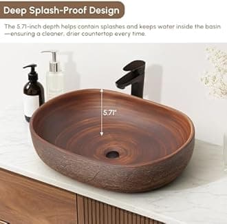 Bathroom Vessel Sink, 23-Inch Ceramic Oval Bowl Sinks for Bathrooms – Retro Style Washbasin, Elegant Ceramic Sink for Modern and Classic Bathrooms