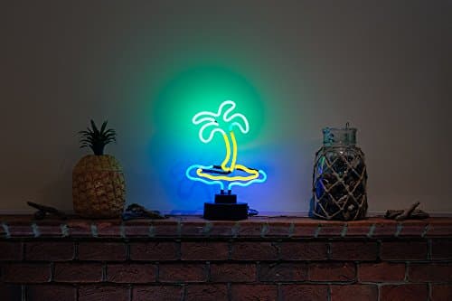 Palm Tree Island Real Neon Lighting Sculpture, Multi-Colour