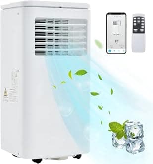 Portable Air Conditioner, 7000 BTU Air Conditioning Unit with 24H Timer & Window Venting Kit Included, Fan and Dehumidifier Remote Control/App Control, LED Display for 80 m³ Home Office, Class A+++