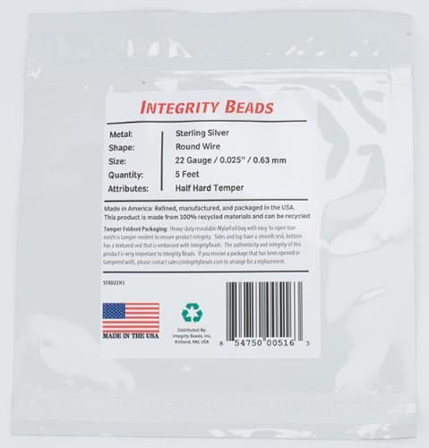 Sterling Silver 22 Gauge Half-Hard Temper Round Wire - 5 Feet