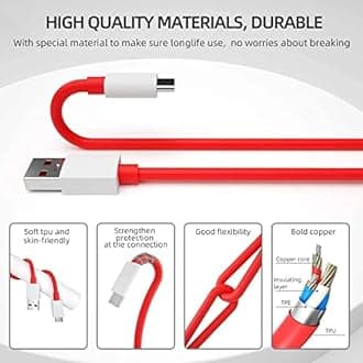Essri Original 30W Warp Type C Dash Charging Cable for OnePlus 8 / 7T / 7T Pro / 7 Pro & Fast Charging for OnePlus 7 / 6T / 6 / 5T / 5 / 3T / 3 & All Other Type C Device [Cable Only],1M