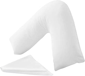 – Extra Firm V Pillow With Pillowcase - Orthopedic Supportive Pillow For Neck, Back & Shoulder - Pregnancy Nursing Support Shaped Pillows - Premium Hollowfiber Filling & Machine Washable