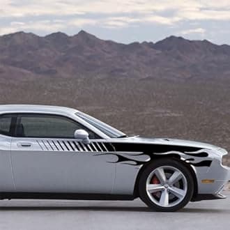 Flame Graphics Car Body Side Sticker Compatible with Challenger,Flame Racing Sports Decal Decoration Exterior Accessories (Red)