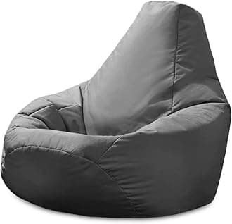 Adult Highback Beanbag Chair - Large Water-Resistant for Indoor and Outdoor Use - Lounge or Gaming Chair - Manufactured in UK (Grey)