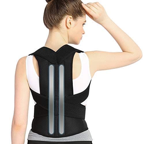 Back Brace Posture Corrector, Shoulder Lumbar Waist Support Belt with Adjustable Wide Straps, for Upper Back Pain Relief, Improve Sitting and Standing Poor Posture, M Size
