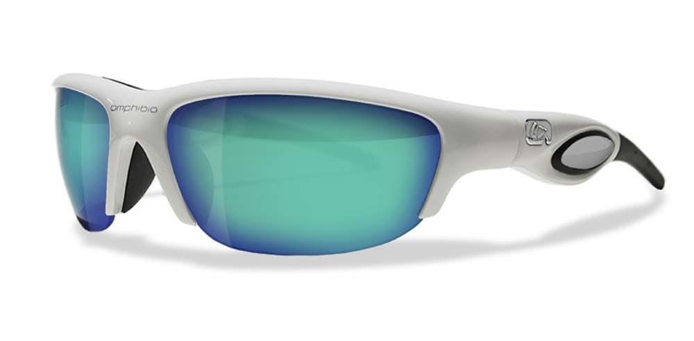 Amphibia Eyegear Hydra White Half Frame with Blue Storm Polarized Lens