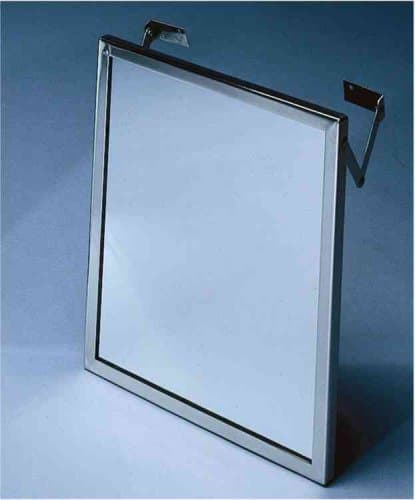 24-inch x 36-inch, Adjustable tilt frame & mirror, bright finish
