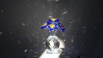 KRISININE Crystal Christmas Flower Figurine 3.8in Tall Glass Flower Ornament Collectibles for Home Decor Table Centerpiece Glass Bouquet Flowers Keepsake for Christmas(Blue)