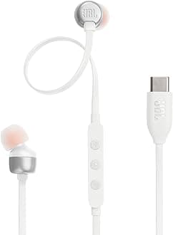 TUNE 310C - Wired Hi-Res in-Ear Headphones, Tangle-free flat cable, 3-button remote with microphone (White)