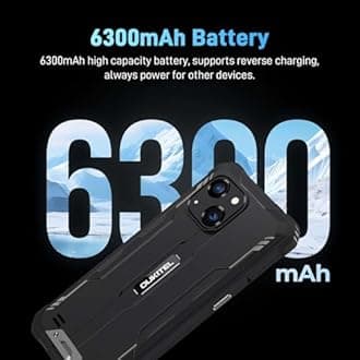 OUKITEL G2 Rugged Phone Unlocked, 6" Screen Cell Phone, 6300mAh Battery, 16GB+64GB/TF 1TB Smartphone, 13MP Camera, 4G Dual SIM Android 14 Phones, IP68/IP69K Waterproof Phone, GPS/T-Mobile, Black