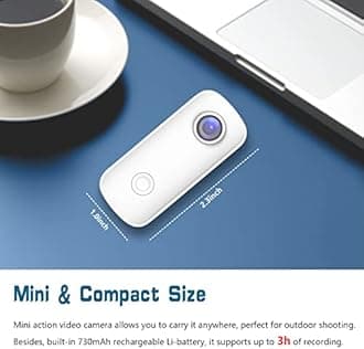 SJCAM C100 Waterproof Action Camera, 15MP Photos, 1080P Pocket Camera for Vlogging, Live Streaming, Webcam, 98ft Underwater Cameras for Snorkeling (White)