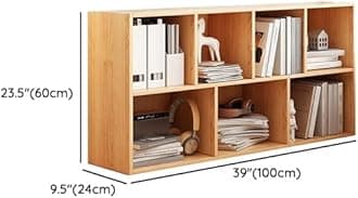 LITFAD Wood Modern Cube Bookcase with Closed Back and Multiple Shelves Floor Storage Cabinet for Home Office Study Room Library - Natural 39.4" L x 9.4" W x 23.6" H