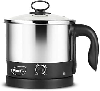 Kessel Multipurpose Kettle (12173) 1.2 litres with Stainless Steel Body, used for boiling Water and milk, Tea, Coffee, Oats, Noodles, Soup etc. 600 Watt (Black & Silver)