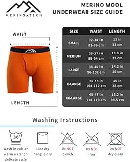 Merino.tech Merino Wool Men's Underwear - 100% Merino Wool Base Layer Boxer Briefs for Men