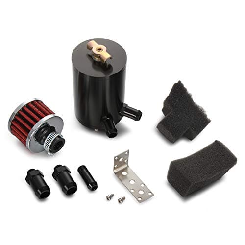 Twilight Garage Universal Aluminum Engine Baffled MINI Oil Separator Catch Can Filter 300ML - Black