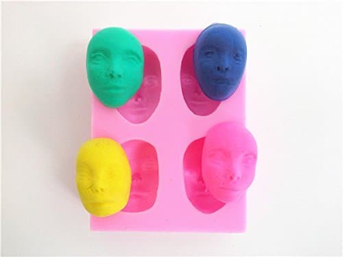 Wocuz W0362 4 Human Faces Candy Making Silicone Mold Cake Decoration Mould Fondant Chocolate Small Pastry Tool