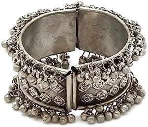 YouBella Jewellery for Women Celebrity Inspired Oxidised Silver Plated Cuff Bracelet Bangle for Women and Girls