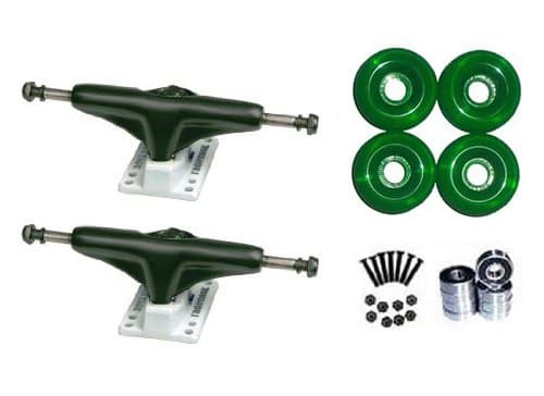 Trucks Frontage Pro Black & White Skateboard Deck Package Green Wheels