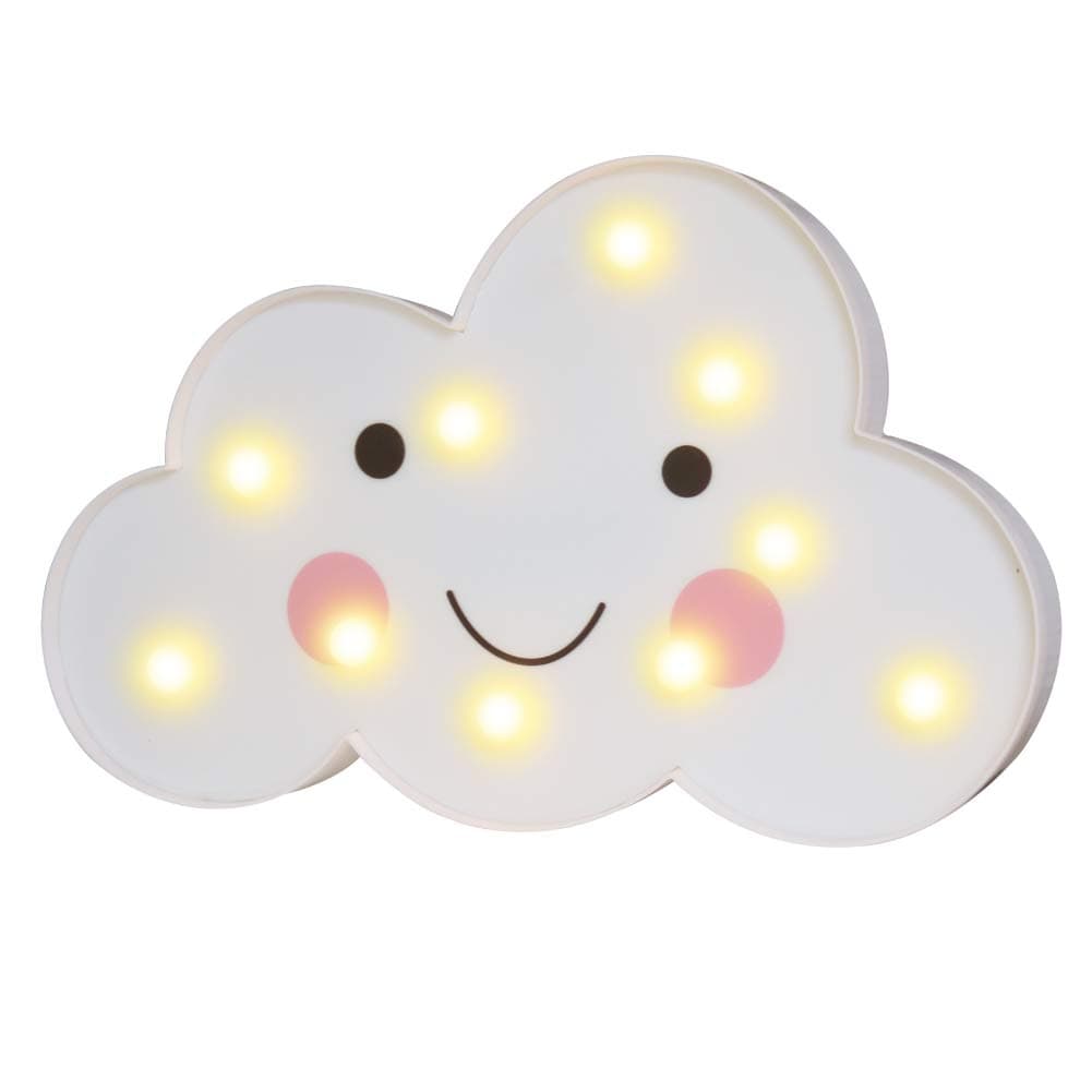 3D Painted Cloud LED Night Lights, Marquee Cloud Signs, Battery Operated Table Lamp Girl's Gift Toy Home Decor for Kids, Baby, Nursery, Living Room Dorm (Smile Cloud)
